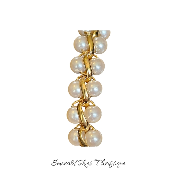 Vintage Napier Faux Pearls Link Bracelet - Picture 3 of 5